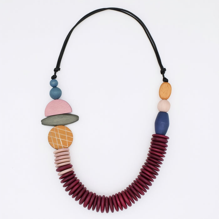 Wine Contemporary Phoenix Necklace - Sylca Designs - Chunky Jewelry