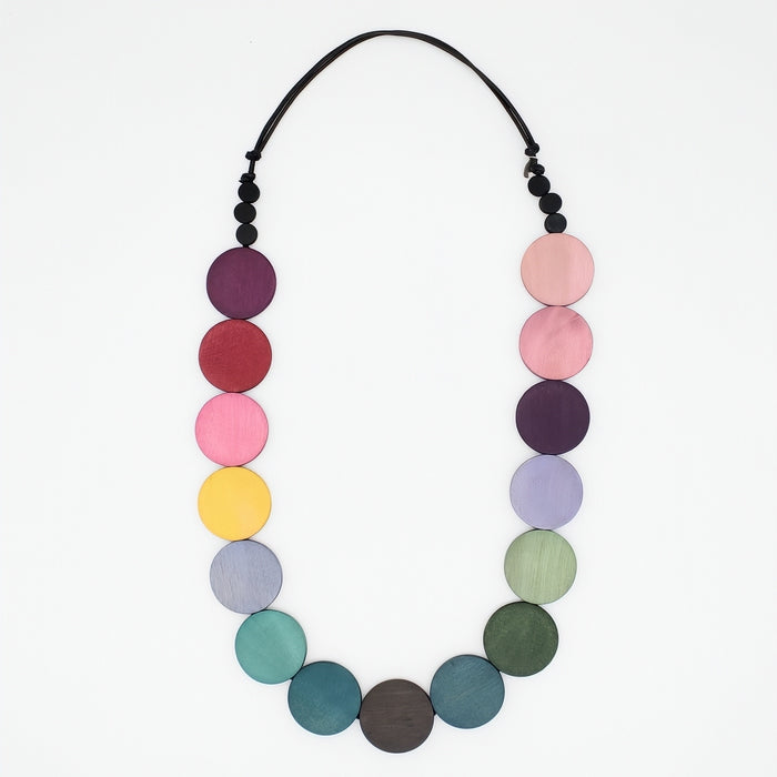 Wood Dark Multi Bead Statement Necklace
