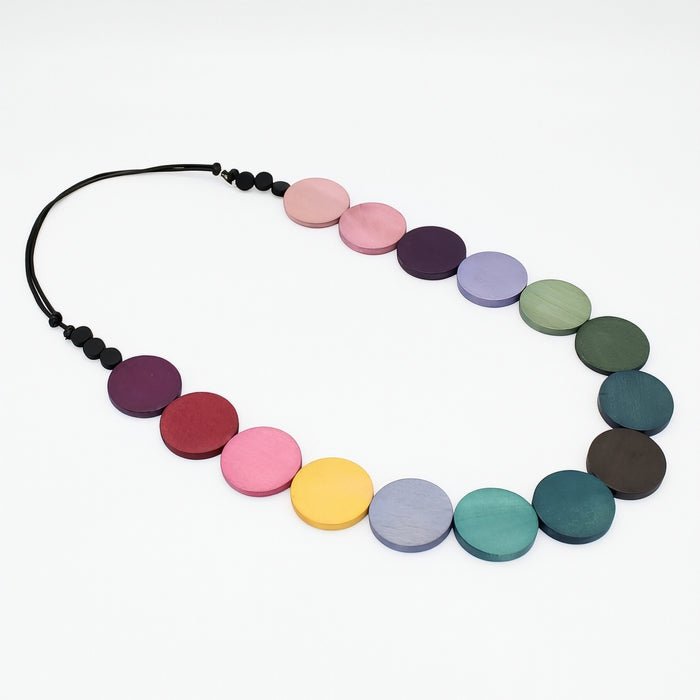 Wood Dark Multi Bead Statement Necklace