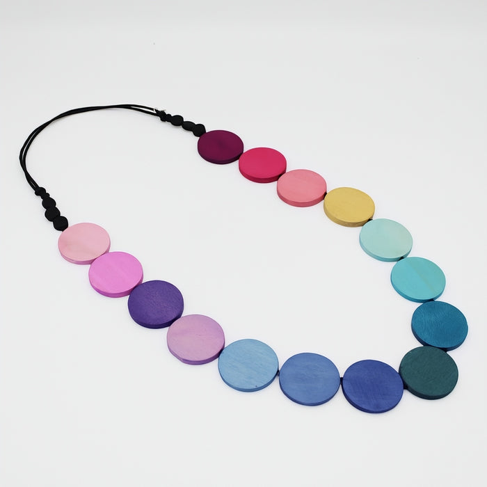Wood Rainbow Bead Statement Necklace - Sylca Designs - Chunky Jewelry