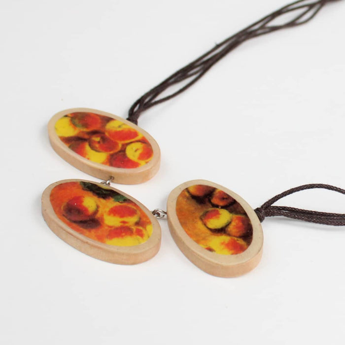 Wooden Peach Trio Necklace - Sylca Designs - Chunky Jewelry