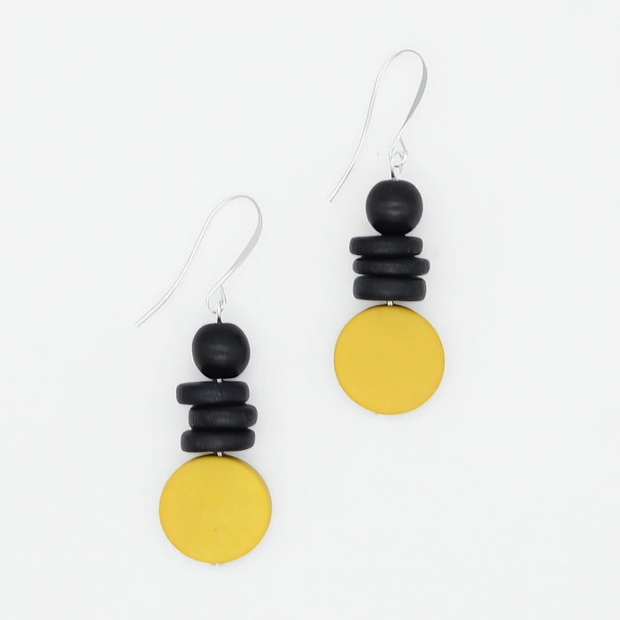 Yellow and Black Dusk Earrings