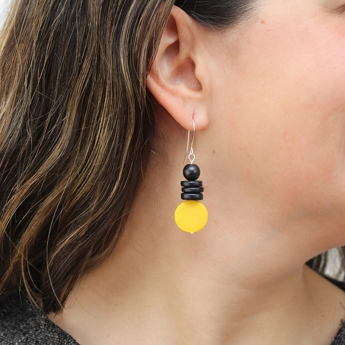 Yellow and Black Dusk Earrings