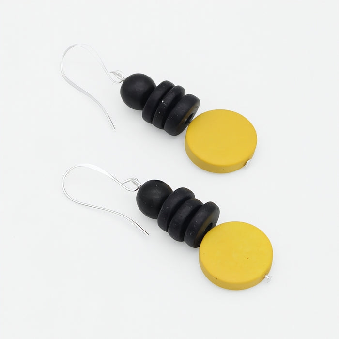 Yellow and Black Dusk Earrings