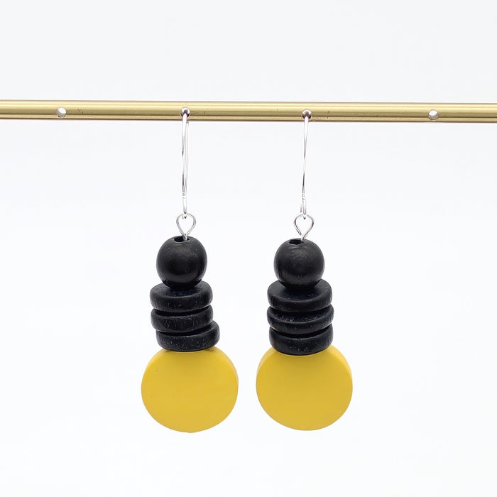 Yellow and Black Dusk Earrings