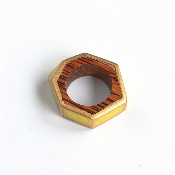 Yellow and Gold Geometric Ring by Sylca - Sylca Designs - Chunky Jewelry
