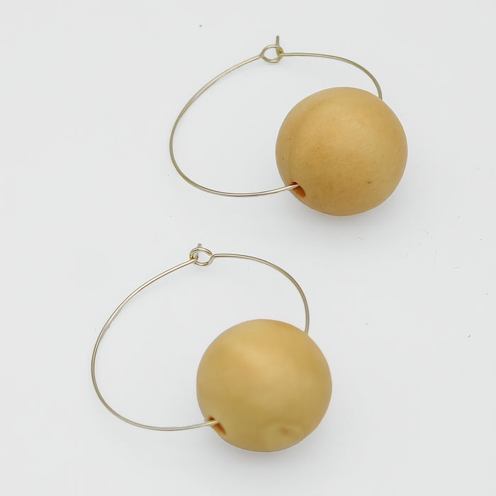 Yellow Ball Hoop Dangle Earring - Sylca Designs - Chunky Jewelry