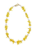 Yellow Bamboo Coral With Freshwater Pearls Necklace QN005