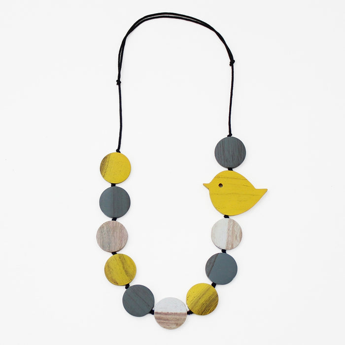 Yellow Beaded Robin Necklace - Sylca Designs - Chunky Jewelry