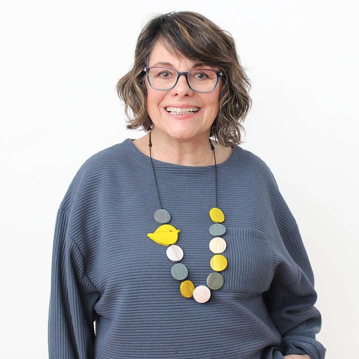 Yellow Beaded Robin Necklace - Sylca Designs - Chunky Jewelry