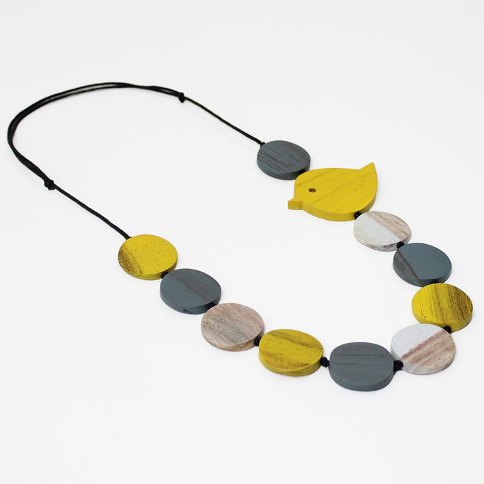 Yellow Beaded Robin Necklace - Sylca Designs - Chunky Jewelry