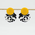 Yellow, Black and White Lola Statement Earrings - Sylca Designs - Chunky Jewelry