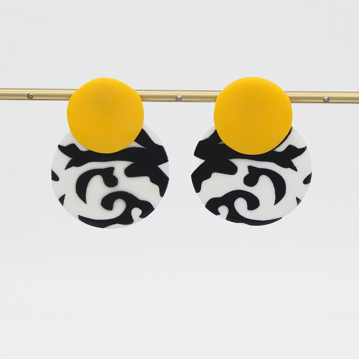 Yellow, Black and White Lola Statement Earrings - Sylca Designs - Chunky Jewelry