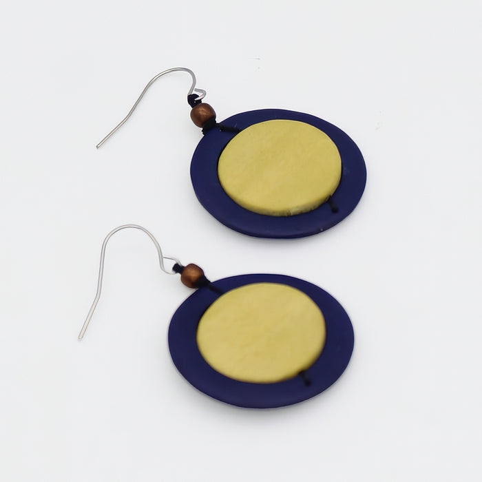 Yellow Circle Cut-Out Earrings - Sylca Designs - Chunky Jewelry