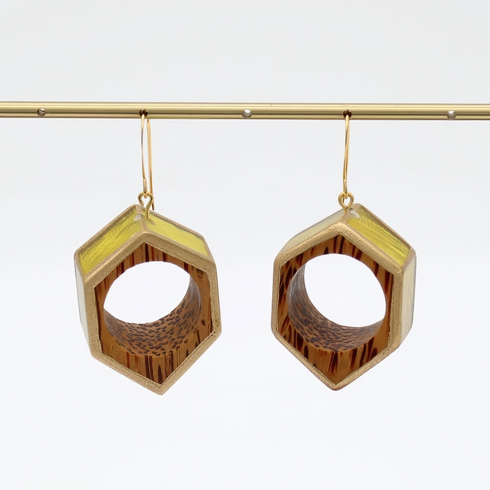 Yellow Geo Hexagon Earring