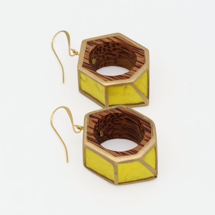 Yellow Geo Hexagon Earring