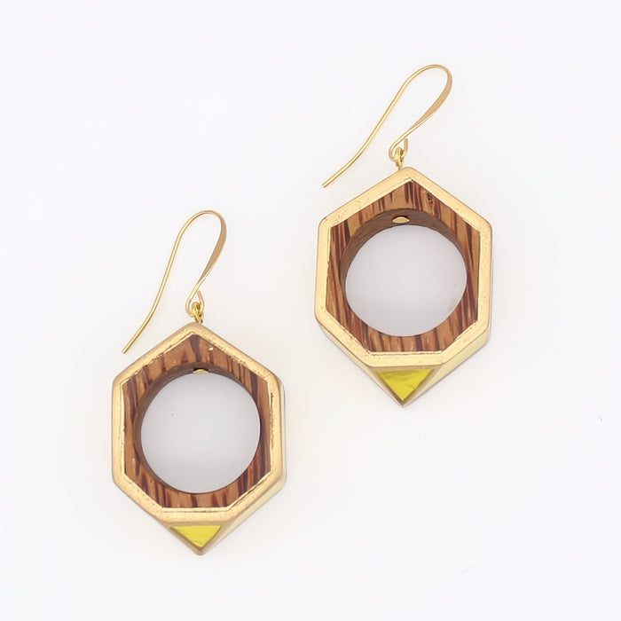 Yellow Geo Hexagon Earring