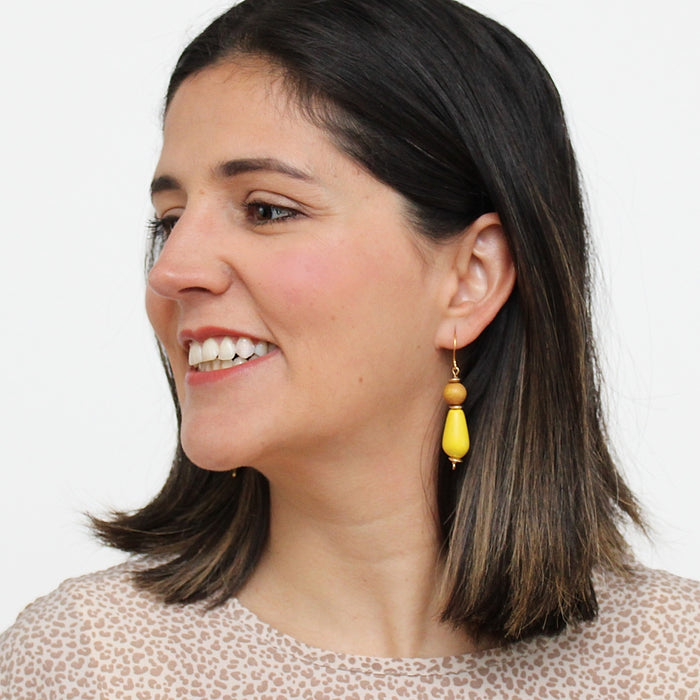 Yellow Geometric Dangle Statement Earring - Sylca Designs - Chunky Jewelry