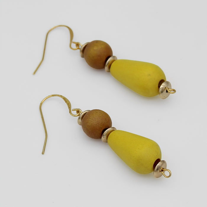 Yellow Geometric Dangle Statement Earring - Sylca Designs - Chunky Jewelry
