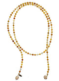 Yellow Jade With Rhinestones Open Ended Necklace HN019 - FARRA