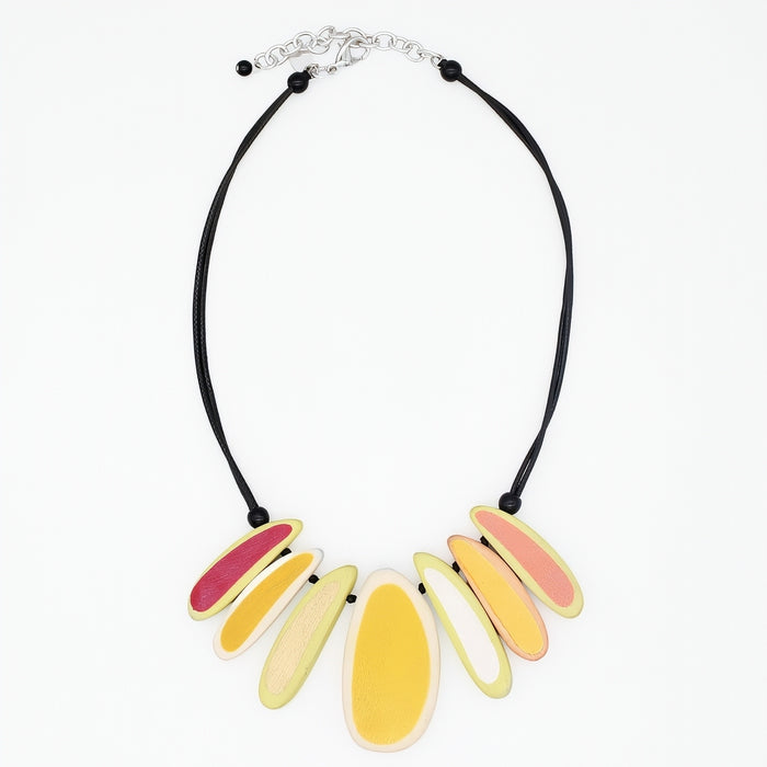 Necklace with colorful pendant on a white background