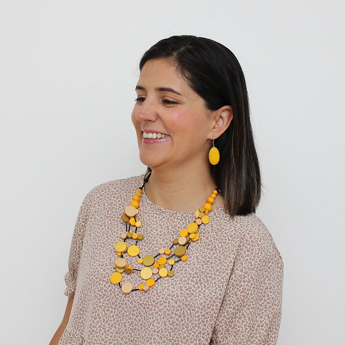 Yellow Multi Strand Millie Necklace - Sylca Designs - Chunky Jewelry