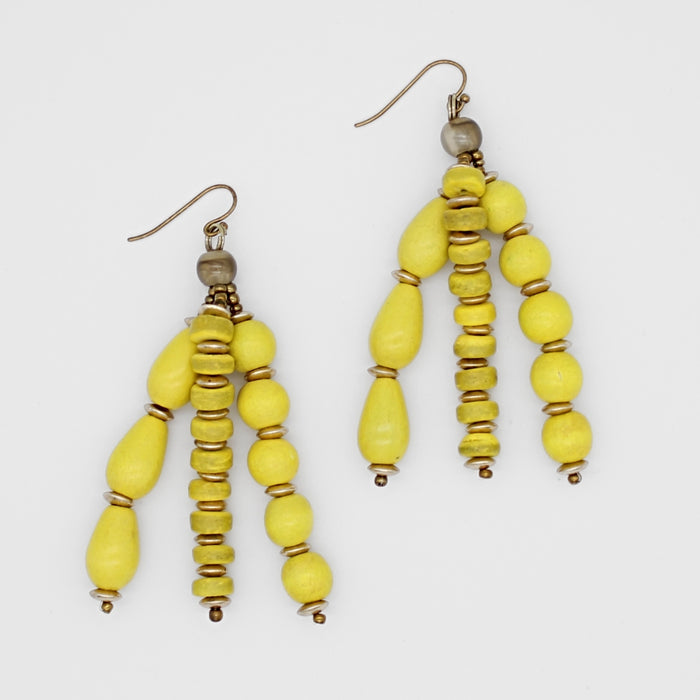 Yellow Multi Strand Simone Earrings - Sylca Designs - Chunky Jewelry