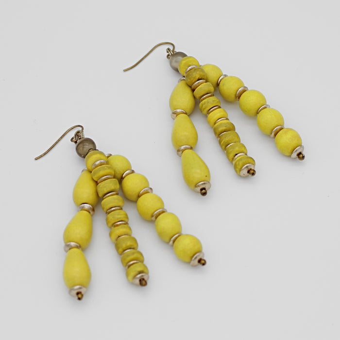 Yellow Multi Strand Simone Earrings - Sylca Designs - Chunky Jewelry