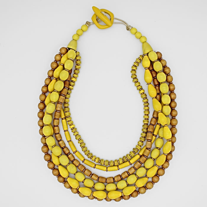 Yellow Multi Strand Simone Necklace - Sylca Designs - Chunky Jewelry