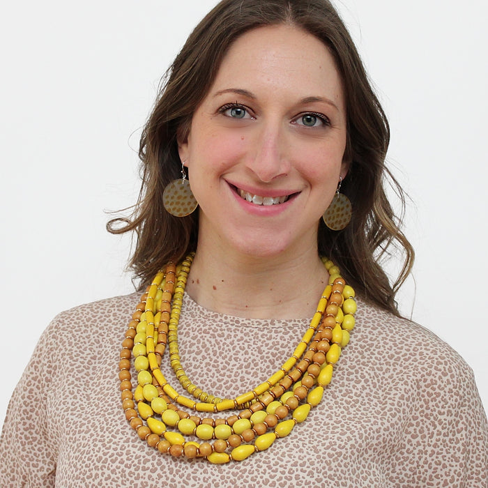 Yellow Multi Strand Simone Necklace - Sylca Designs - Chunky Jewelry