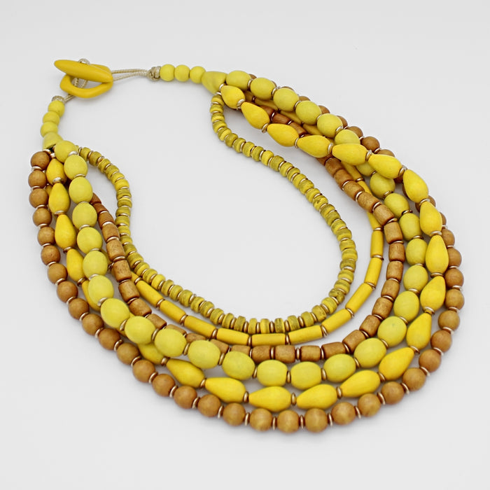 Yellow Multi Strand Simone Necklace - Sylca Designs - Chunky Jewelry