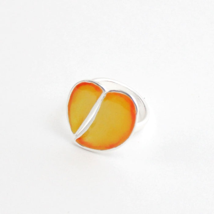 Yellow & Orange Heart Lea Ring - Sylca Designs - Chunky Jewelry