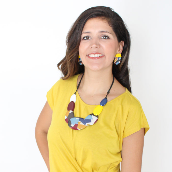 Yellow Oval Wood Earrings - Sylca Designs - Chunky Jewelry