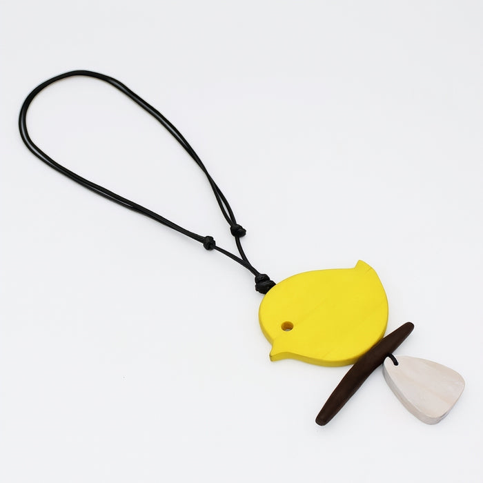 Yellow Robin On A Branch Necklace