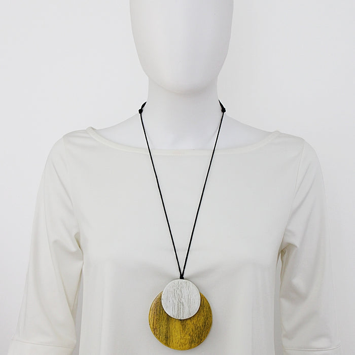 Yellow Round Double Whitney Pendant - Sylca Designs - Chunky Jewelry