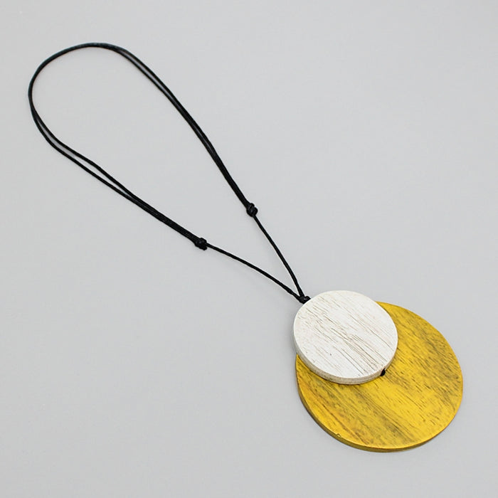 Yellow Round Double Whitney Pendant - Sylca Designs - Chunky Jewelry