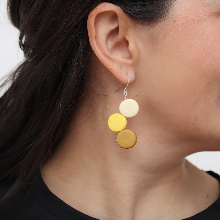 Yellow Triple Stacked Earring - Sylca Designs - Chunky Jewelry