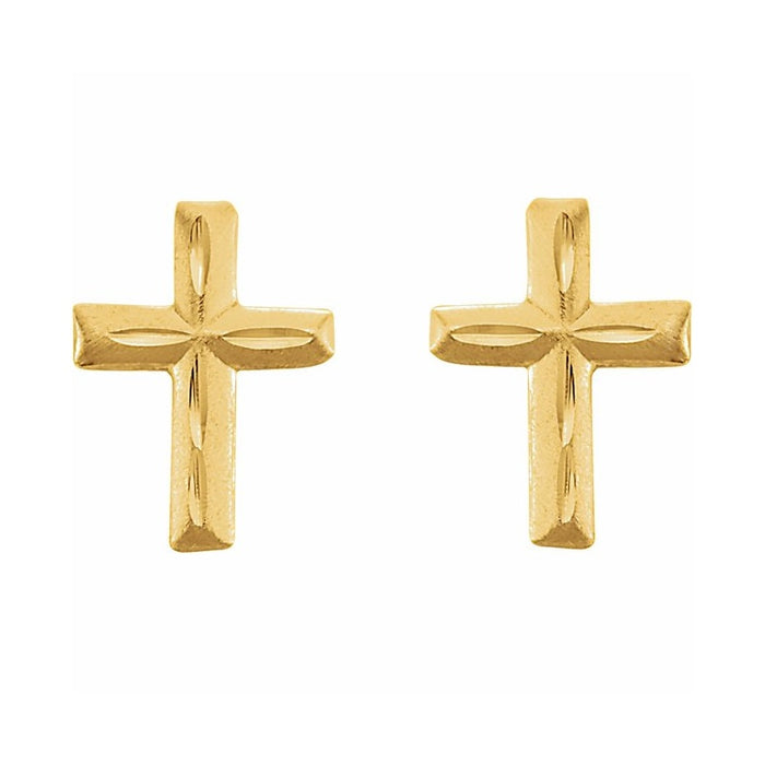 Youth Diamond-Cut Cross Earrings