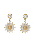 Zircon Daisy Dangle With Pearl Stud Earrings RE002