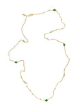 Zircon Stone With Green Gemstone Long Gold Necklace LN050 - FARRA