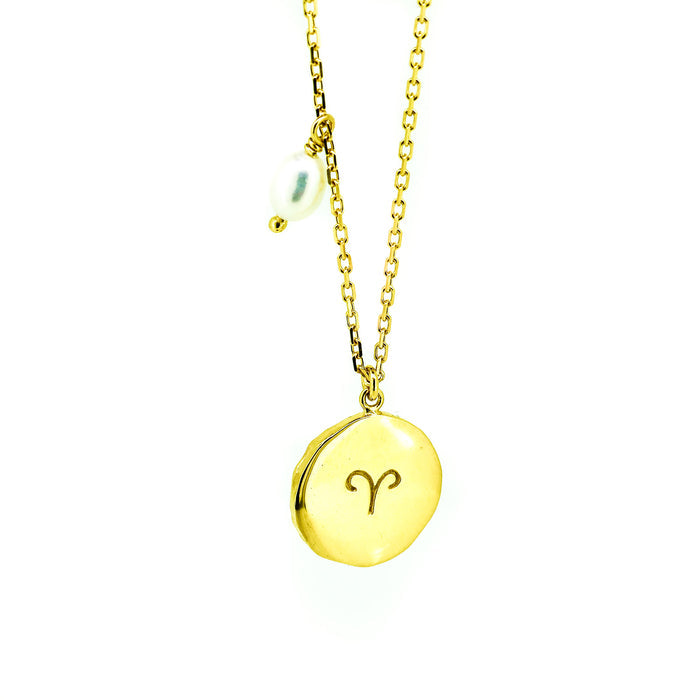 Zodiac Necklace Aries Gold | Dainty Gold Vermeil Zodiac Necklace